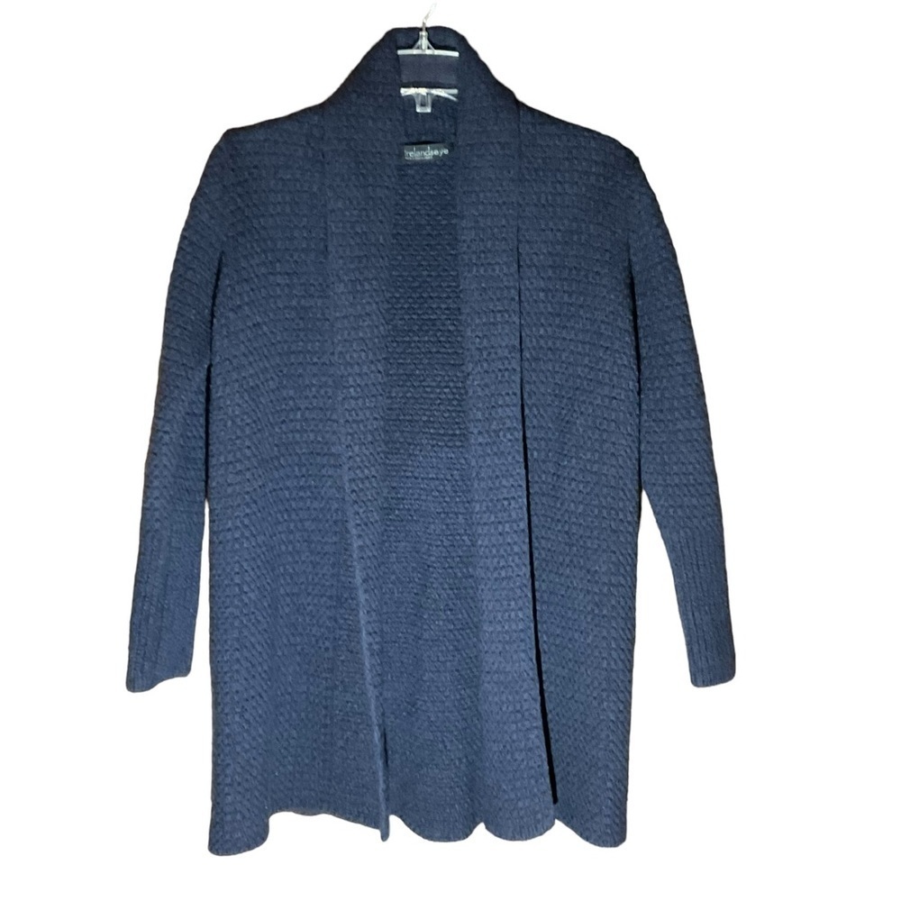 IRELANDS EYE Virgin Wool Long‎ Open Front Cardigan Sweater Blue S